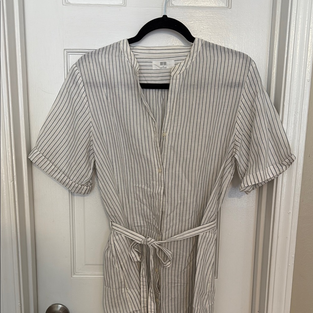 Coastal Striped Linen Dress